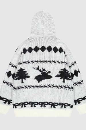 Style Core Aesthetics, New Style Trends Hooded Christmas Knit Cardigan