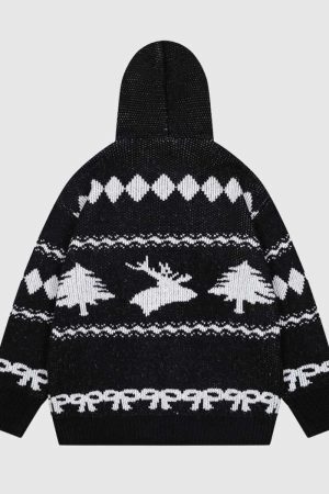 Style Core Aesthetics, New Style Trends Hooded Christmas Knit Cardigan