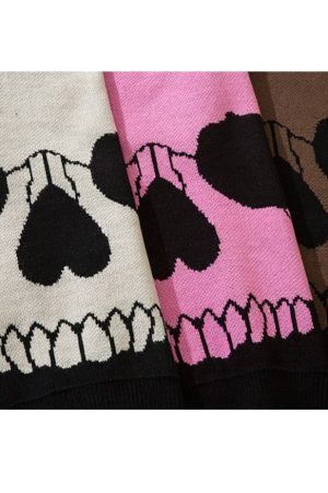 Style Core Aesthetics, New Style Trends Horrible Skull Print Turtleneck Sweater