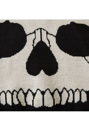 Style Core Aesthetics, New Style Trends Horrible Skull Print Turtleneck Sweater