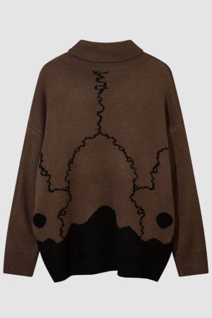 Style Core Aesthetics, New Style Trends Horrible Skull Print Turtleneck Sweater