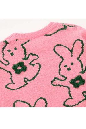 Style Core Aesthetics, New Style Trends Hugging Rabbit Cartoon Knit Sweater