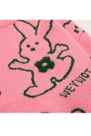 Style Core Aesthetics, New Style Trends Hugging Rabbit Cartoon Knit Sweater