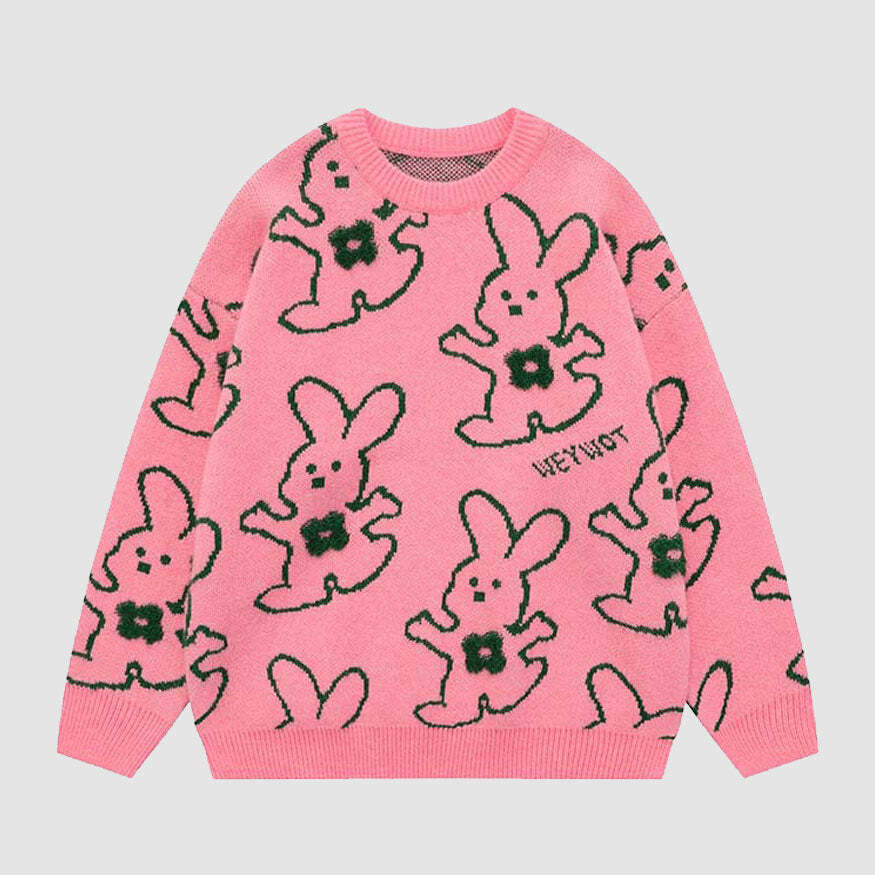 Style Core Aesthetics, New Style Trends Hugging Rabbit Cartoon Knit Sweater