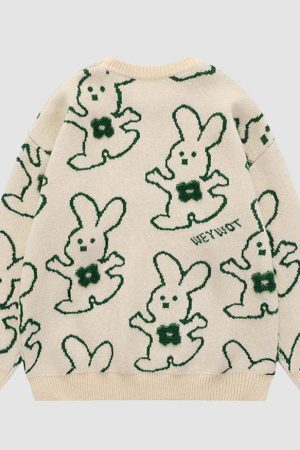 Style Core Aesthetics, New Style Trends Hugging Rabbit Cartoon Knit Sweater