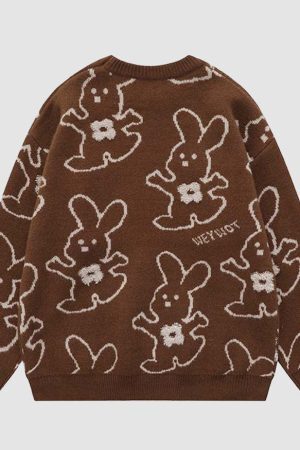 Style Core Aesthetics, New Style Trends Hugging Rabbit Cartoon Knit Sweater