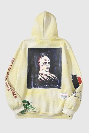 Style Core Aesthetics, New Style Trends Hyakki Graffiti Print Hoodie