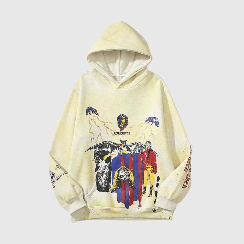 Style Core Aesthetics, New Style Trends Hyakki Graffiti Print Hoodie