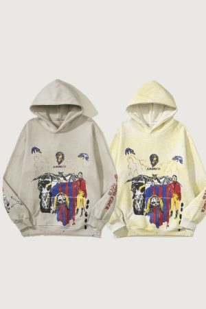 Style Core Aesthetics, New Style Trends Hyakki Graffiti Print Hoodie