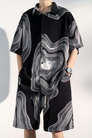 Style Core Aesthetics, New Style Trends Ice Silk Shirt Sets