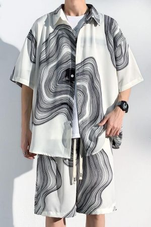 Style Core Aesthetics, New Style Trends Ice Silk Shirt Sets