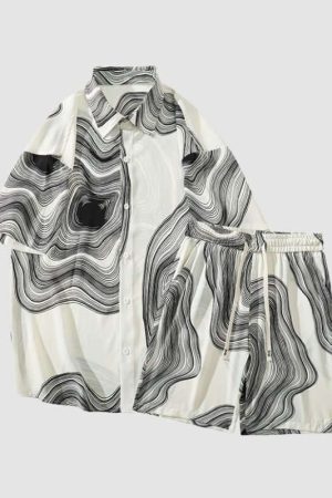 Style Core Aesthetics, New Style Trends Ice Silk Shirt Sets