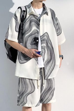 Style Core Aesthetics, New Style Trends Ice Silk Shirt Sets