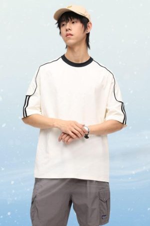 Style Core Aesthetics, New Style Trends Ice Silk Stripe Contrast Tee