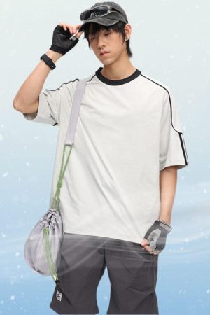 Style Core Aesthetics, New Style Trends Ice Silk Stripe Contrast Tee