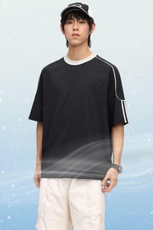 Style Core Aesthetics, New Style Trends Ice Silk Stripe Contrast Tee