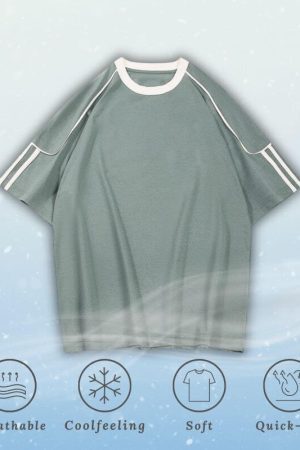 Style Core Aesthetics, New Style Trends Ice Silk Stripe Contrast Tee