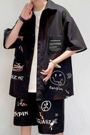 Style Core Aesthetics, New Style Trends Illustrated Shirt Set