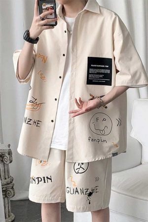 Style Core Aesthetics, New Style Trends Illustrated Shirt Set