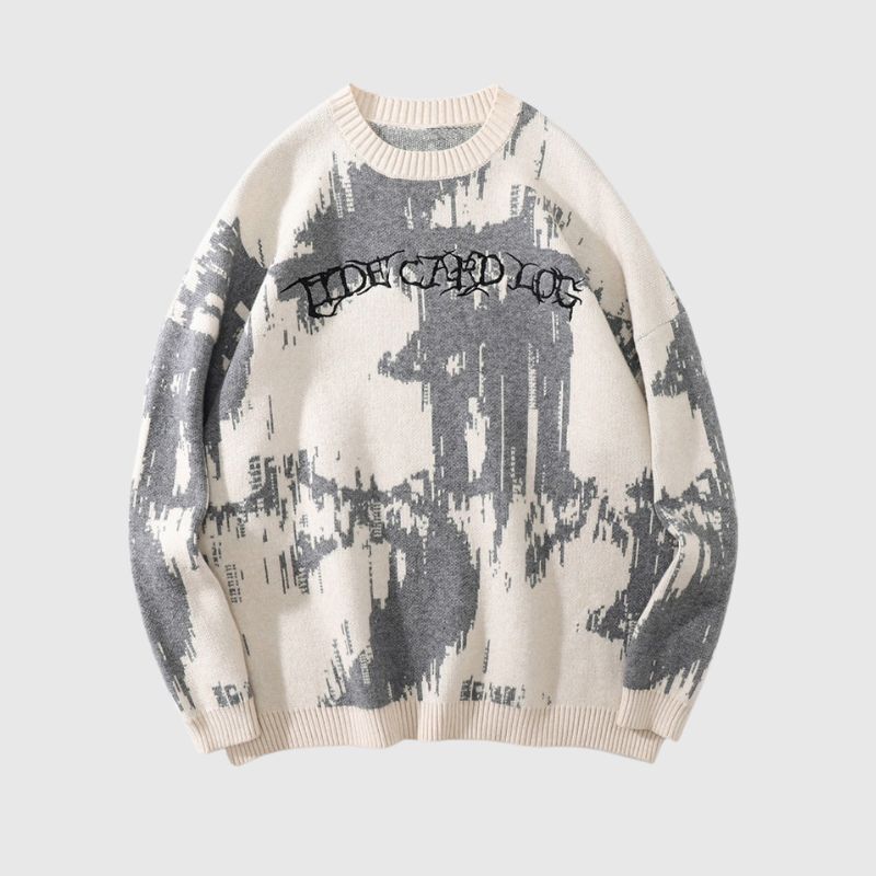 Style Core Aesthetics, New Style Trends Individualistic Tie-Dye Letter Print Sweater