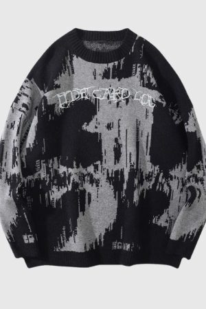 Style Core Aesthetics, New Style Trends Individualistic Tie-Dye Letter Print Sweater