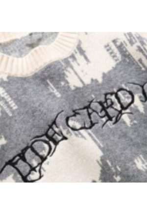 Style Core Aesthetics, New Style Trends Individualistic Tie-Dye Letter Print Sweater