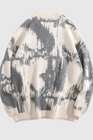 Style Core Aesthetics, New Style Trends Individualistic Tie-Dye Letter Print Sweater