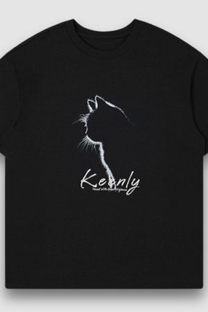 Style Core Aesthetics, New Style Trends Ink Cat Print Tee