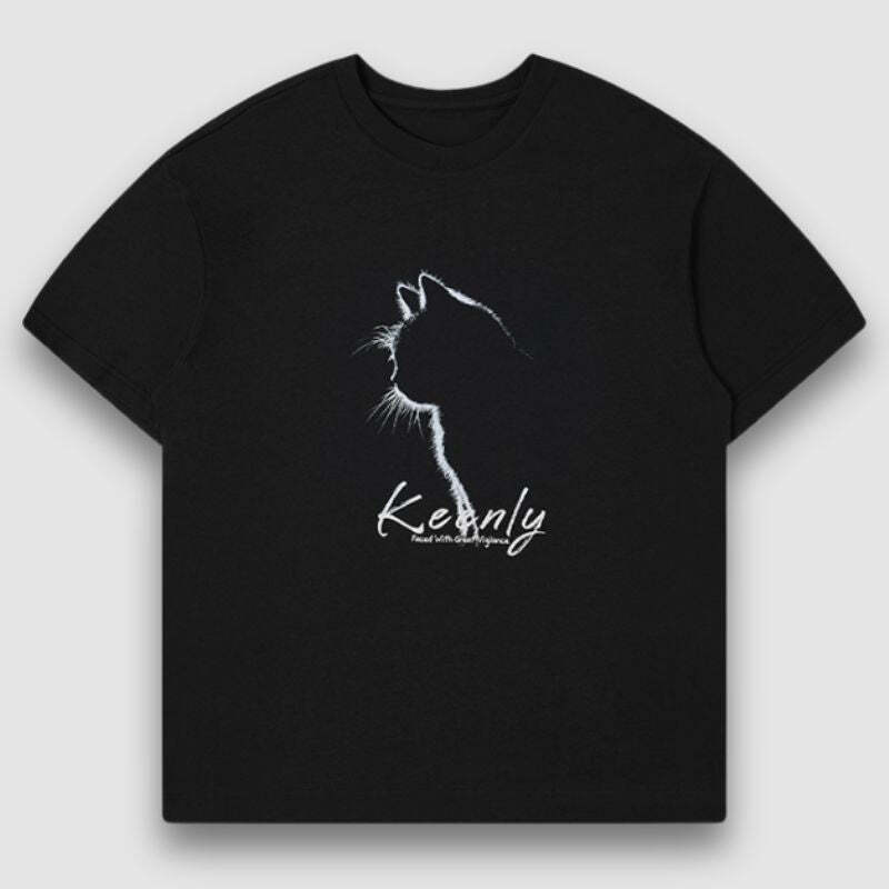 Style Core Aesthetics, New Style Trends Ink Cat Print Tee