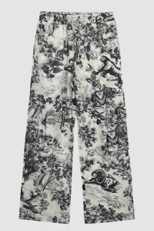 Style Core Aesthetics, New Style Trends Ink Painting Drawstring Pants