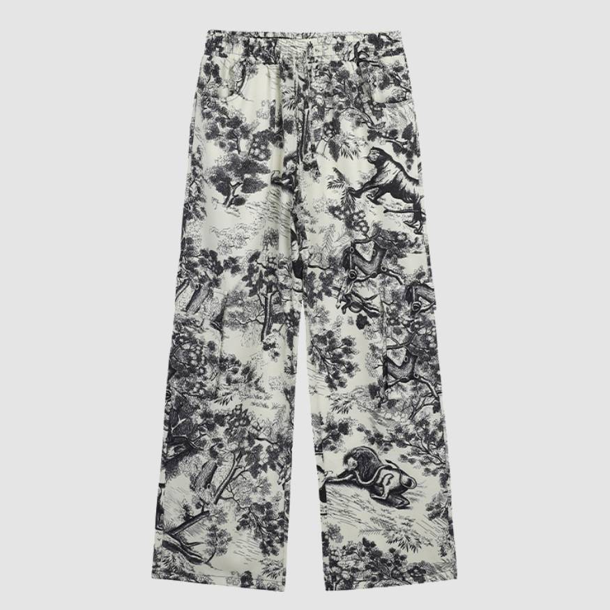 Style Core Aesthetics, New Style Trends Ink Painting Drawstring Pants