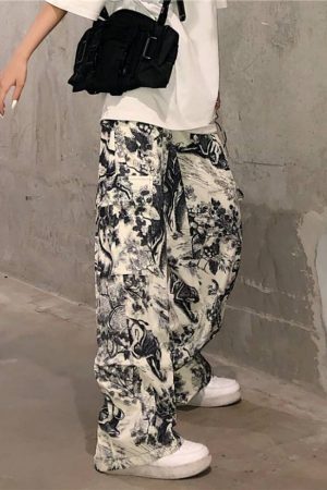 Style Core Aesthetics, New Style Trends Ink Painting Drawstring Pants