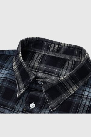 Style Core Aesthetics, New Style Trends Inkjet Gradient Plaid Shirts