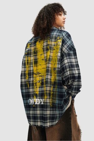 Style Core Aesthetics, New Style Trends Inkjet Gradient Plaid Shirts