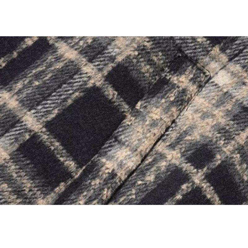 Style Core Aesthetics, New Style Trends Ins Woolen Grid Pattern Baggy Jacket Style Core Aesthetics, New Style Trends Ins Woolen Grid Pattern Baggy Jacket