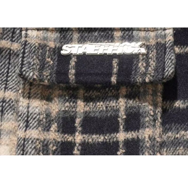 Style Core Aesthetics, New Style Trends Ins Woolen Grid Pattern Baggy Jacket Style Core Aesthetics, New Style Trends Ins Woolen Grid Pattern Baggy Jacket