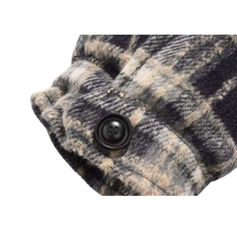 Style Core Aesthetics, New Style Trends Ins Woolen Grid Pattern Baggy Jacket Style Core Aesthetics, New Style Trends Ins Woolen Grid Pattern Baggy Jacket