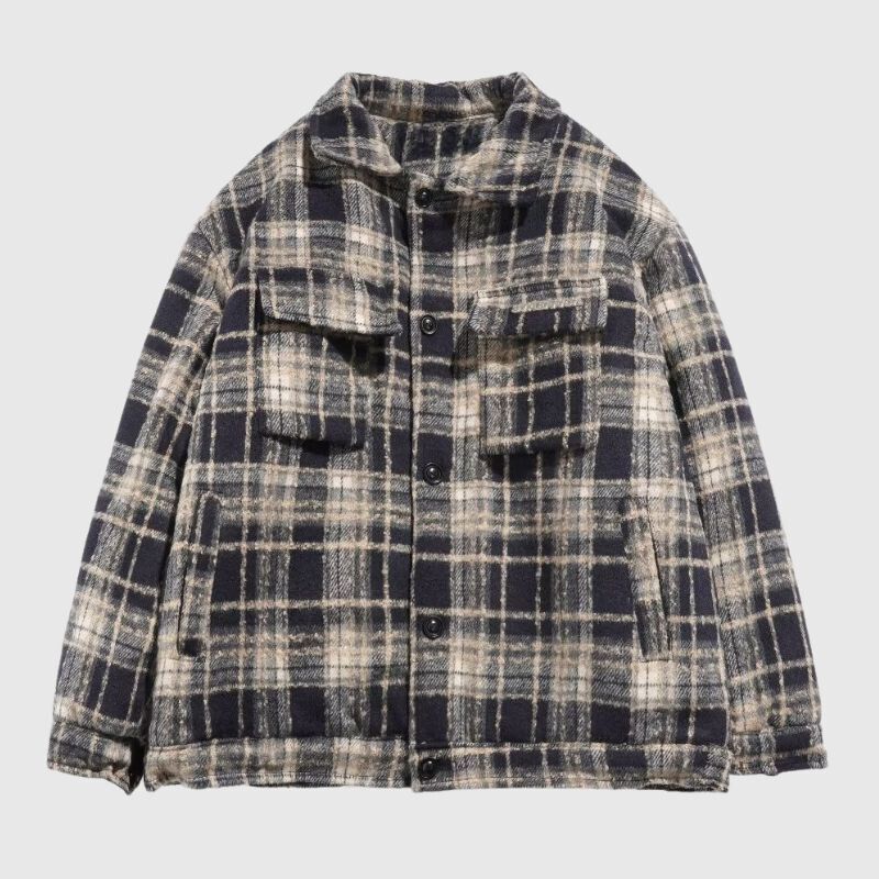 Style Core Aesthetics, New Style Trends Ins Woolen Grid Pattern Baggy Jacket Style Core Aesthetics, New Style Trends Ins Woolen Grid Pattern Baggy Jacket