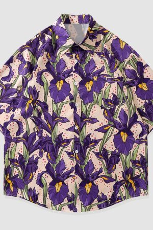 Style Core Aesthetics, New Style Trends Iris Print Summer Shirt