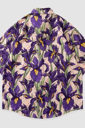 Style Core Aesthetics, New Style Trends Iris Print Summer Shirt