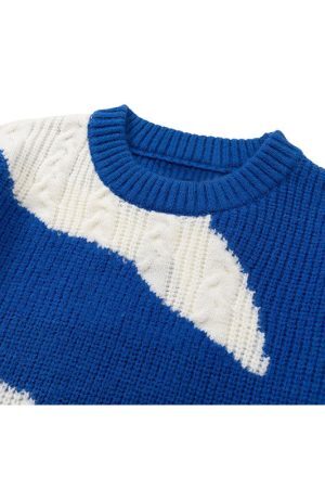 Style Core Aesthetics, New Style Trends Irregular Color-blocked Design Pullover