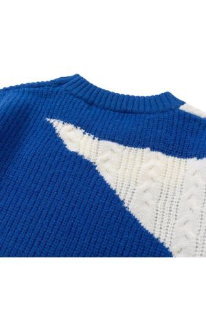 Style Core Aesthetics, New Style Trends Irregular Color-blocked Design Pullover