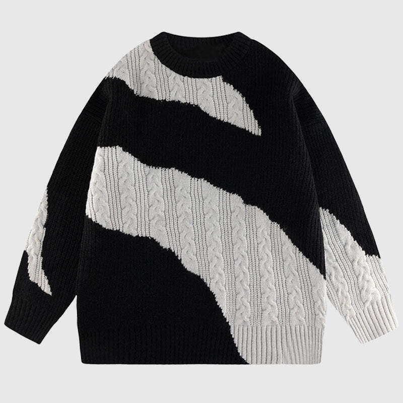 Style Core Aesthetics, New Style Trends Irregular Color-blocked Design Pullover
