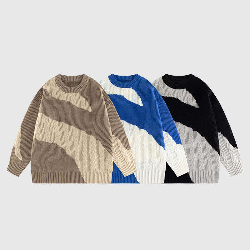 Style Core Aesthetics, New Style Trends Irregular Color-blocked Design Pullover Style Core Aesthetics, New Style Trends Irregular Color-blocked Design Pullover