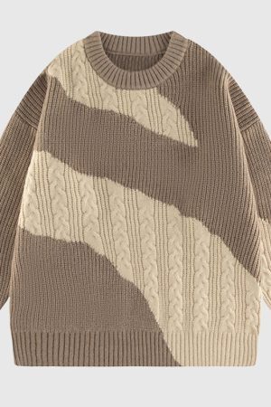 Style Core Aesthetics, New Style Trends Irregular Color-blocked Design Pullover