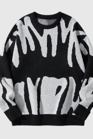 Style Core Aesthetics, New Style Trends Irregular Color Contrast Design Pullover