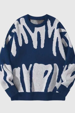 Style Core Aesthetics, New Style Trends Irregular Color Contrast Design Sweater