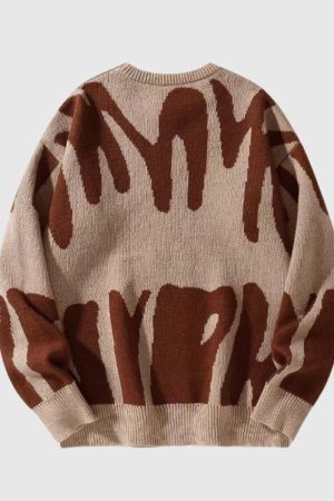 Style Core Aesthetics, New Style Trends Irregular Color Contrast Design Sweater