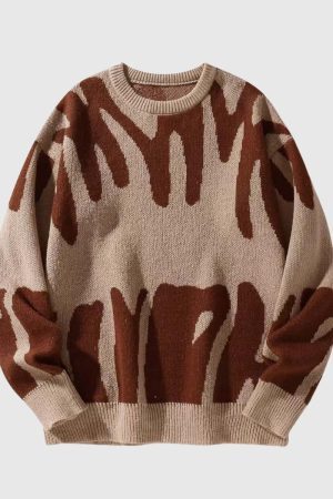 Style Core Aesthetics, New Style Trends Irregular Color Contrast Design Sweater