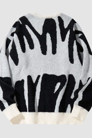 Style Core Aesthetics, New Style Trends Irregular Color Contrast Design Sweater